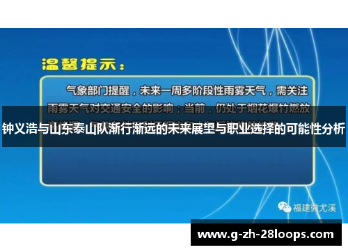 钟义浩与山东泰山队渐行渐远的未来展望与职业选择的可能性分析 钟义浩与山东泰山队渐行渐远的未来展望与职业选择的可能性分析